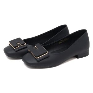 ★屈曲性抜群 スクエアトゥ バックルパンプス★1197