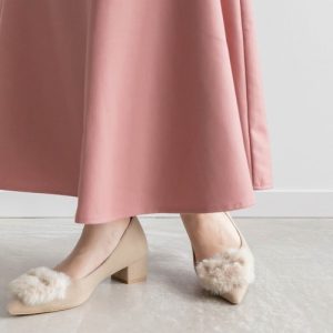 RANDA パンプス 2WAY ビジュー×ファーパーツパンプス