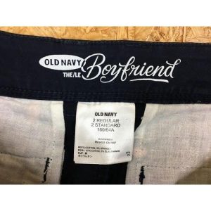 OLD NAVY オールドネイビー 綿×ポリウレタン テーパード 総柄 タツノオトシゴ パンツ ジップフライ サイズ160cm 紺×オレンジ レディース